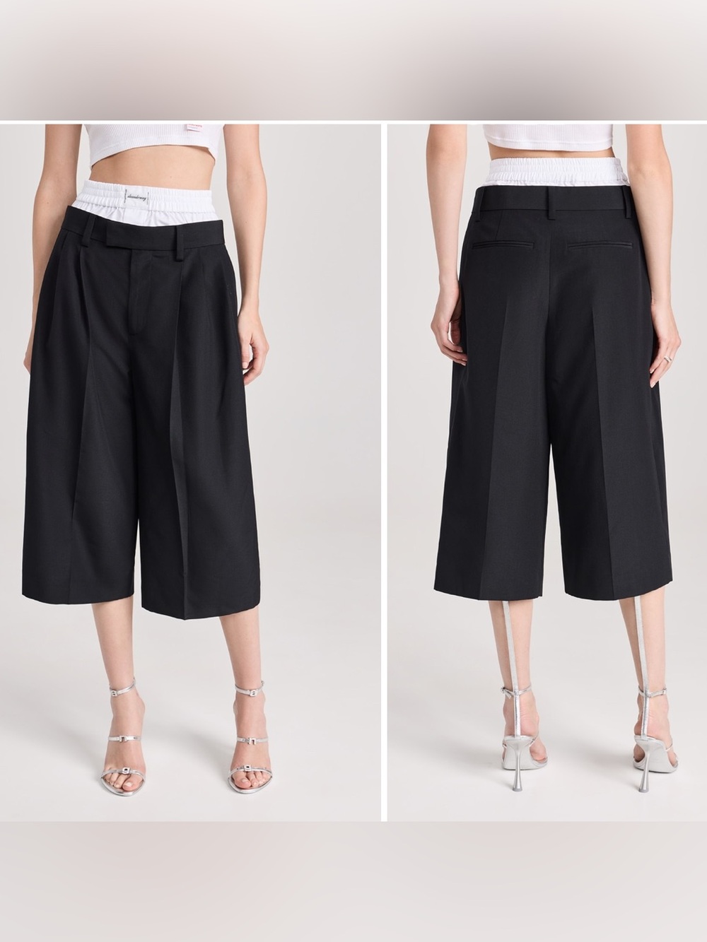 NWOT Alexander Wang Pre Styled Tailored Wool Culottes w/ Exposed Boxer Pants 00 - Picture 3 of 17
